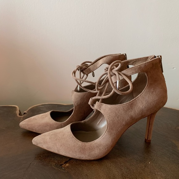 Sexy lace-up nude suede heels - Picture 1 of 4